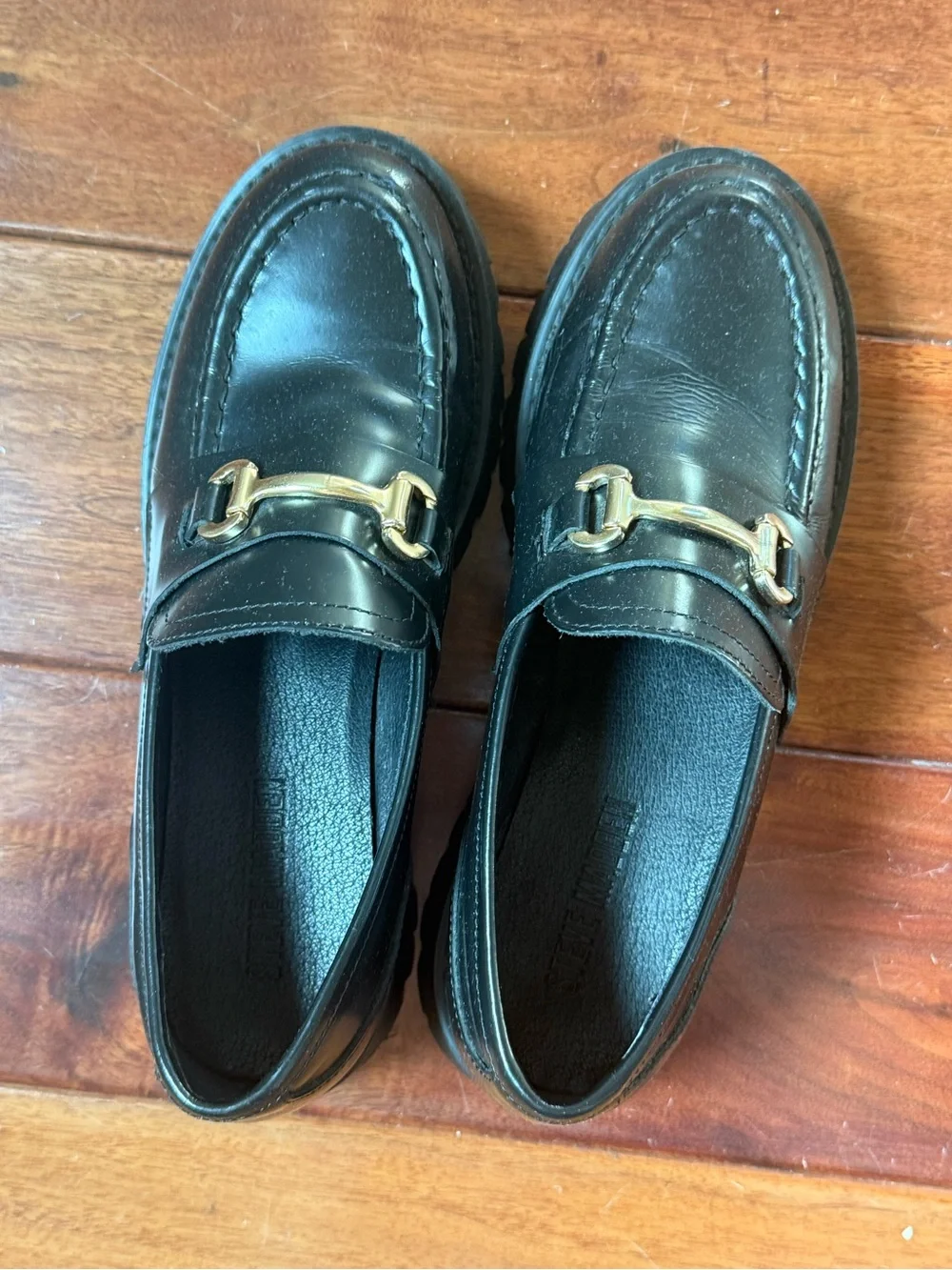Steve Madden Black Leather Loafers SZ8